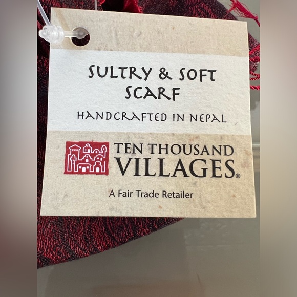 🇳🇵NEW Jacquard Paisley Maroon/Black Scarf | Fair Trade Nepal | Silk & Viscose - Picture 8 of 17